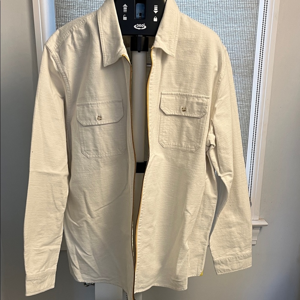 Men's cream shirt jacket from carbon to cobalt